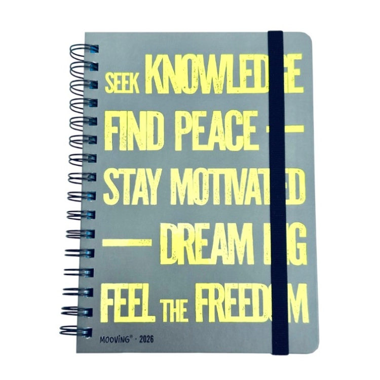 Agenda Mooving 2026 Urban Gris con Espiral Semana a la Vista 15x21 Art.1404240